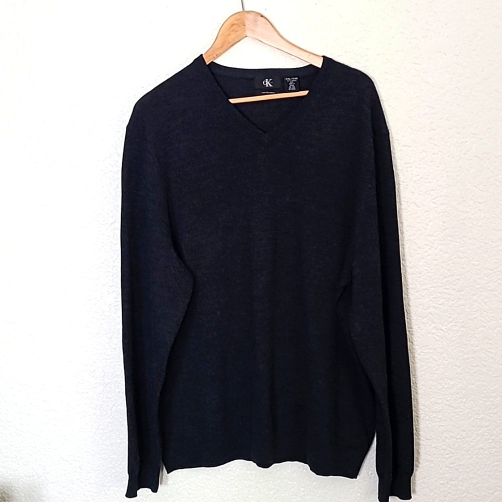 Calvin Klein men's charcoal gray merino wool sweater, size XXL